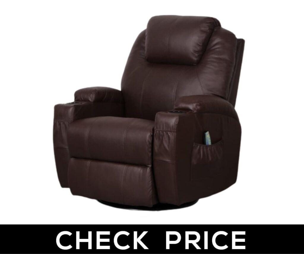 Esright Massage Recliner Chair Heated PU Leather Ergonomic Lounge 360 Degree Swivel